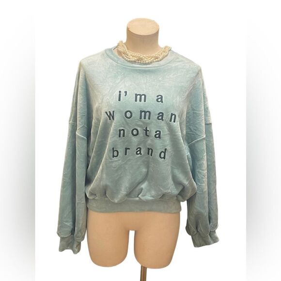 Bold Statement: Red Star “I’m a Woman Not a Brand” Crew Neck Sweater - Picture 1 of 1